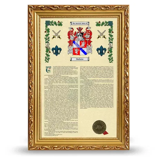 Duforte Armorial History Framed - Gold