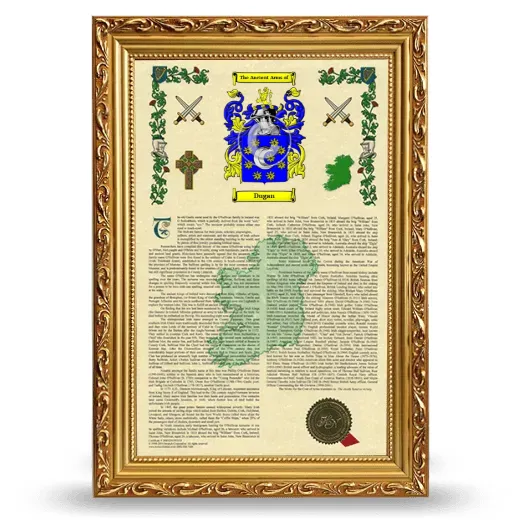 Dugan Armorial History Framed - Gold