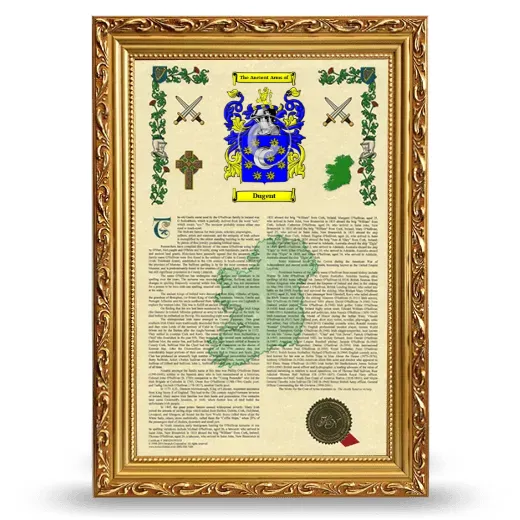 Dugent Armorial History Framed - Gold