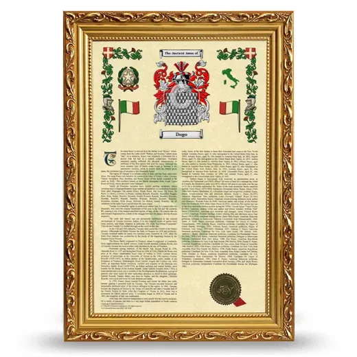 Dugo Armorial History Framed - Gold