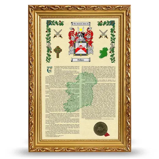 Duhan Armorial History Framed - Gold