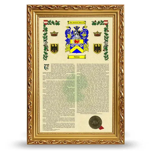 Duhm Armorial History Framed - Gold
