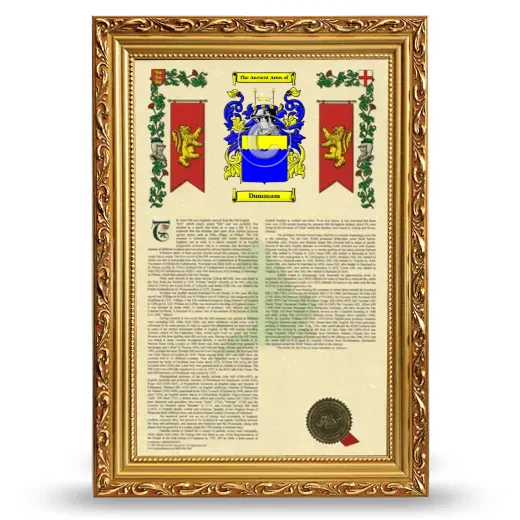 Dummam Armorial History Framed - Gold