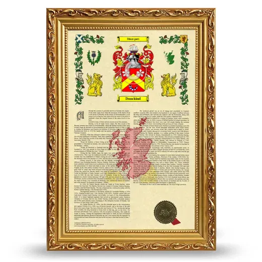 Dunckind Armorial History Framed - Gold