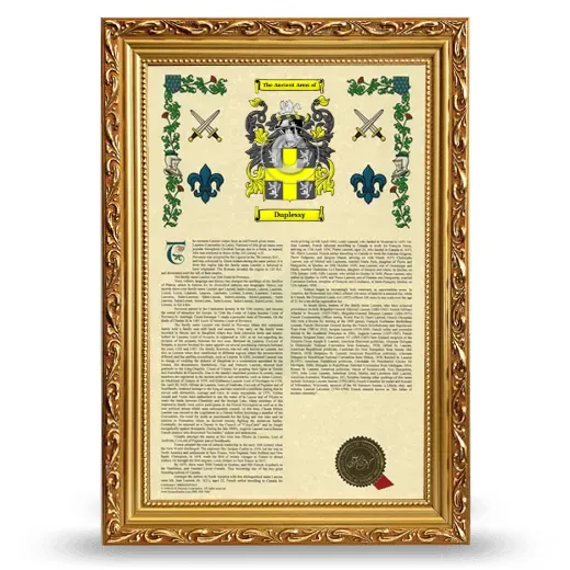 Duplessy Armorial History Framed - Gold