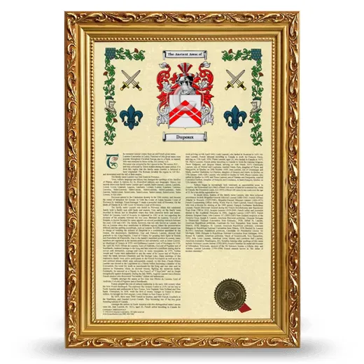 Dupoux Armorial History Framed - Gold