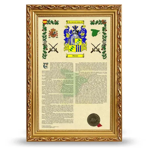 Duran Armorial History Framed - Gold