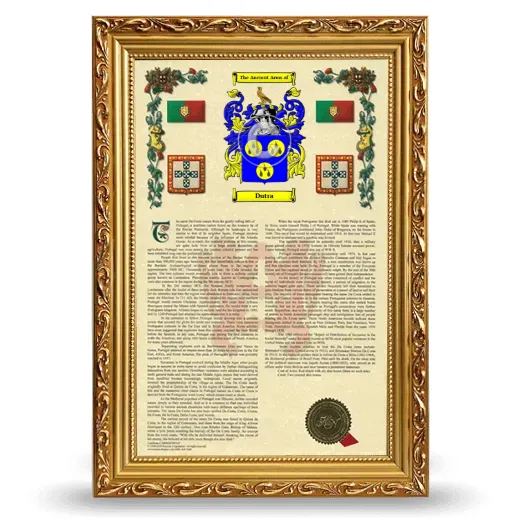 Dutra Armorial History Framed - Gold