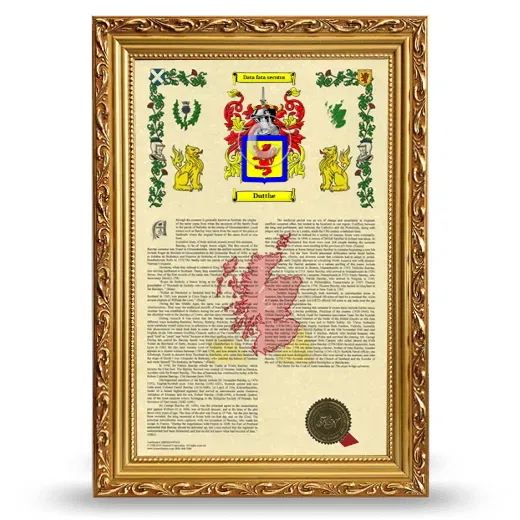Dutthe Armorial History Framed - Gold