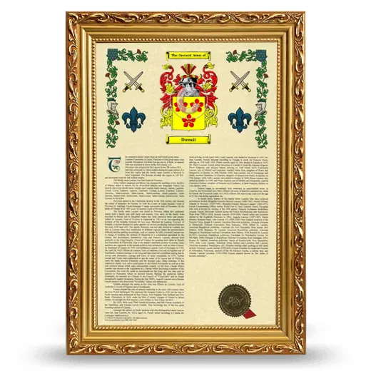 Duvait Armorial History Framed - Gold