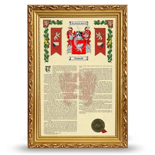 Dvoracek Armorial History Framed - Gold