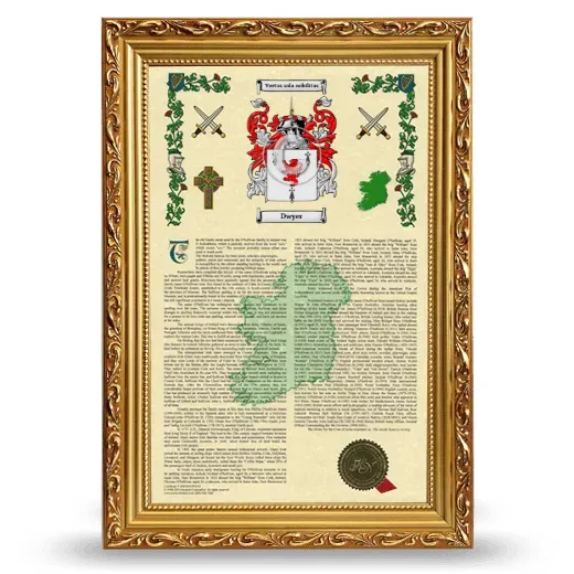 Dwyer Armorial History Framed - Gold