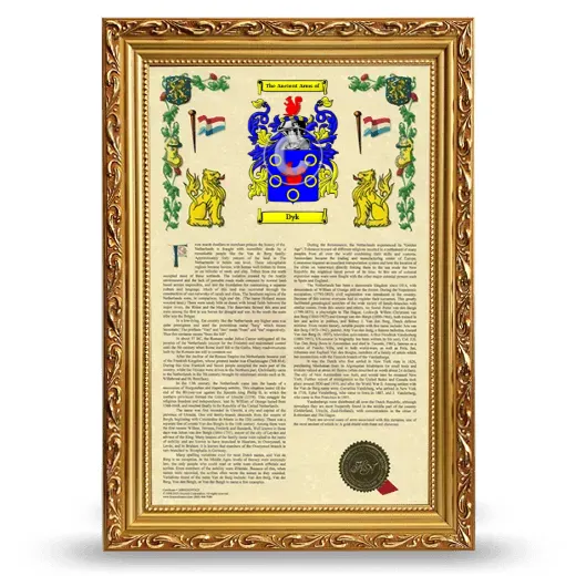 Dyk Armorial History Framed - Gold