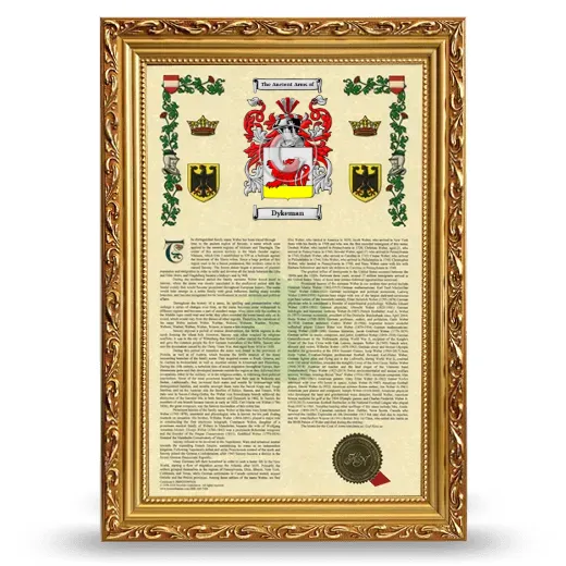 Dykeman Armorial History Framed - Gold