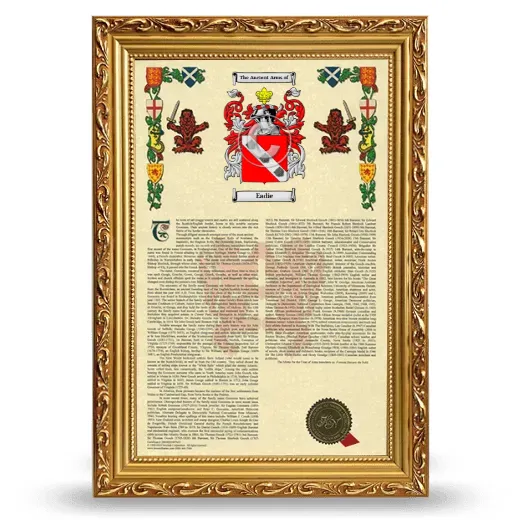 Eadie Armorial History Framed - Gold