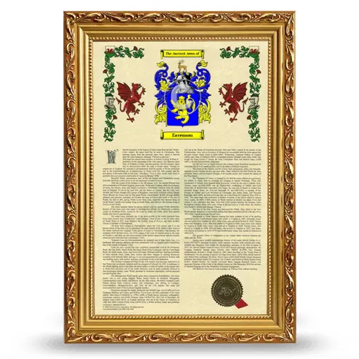 Eavenson Armorial History Framed - Gold
