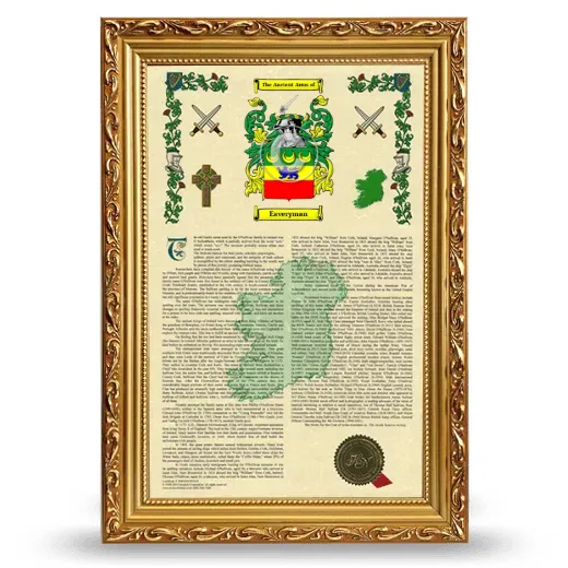 Eaveryman Armorial History Framed - Gold