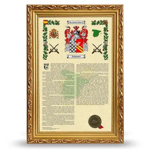 Echavarri Armorial History Framed - Gold