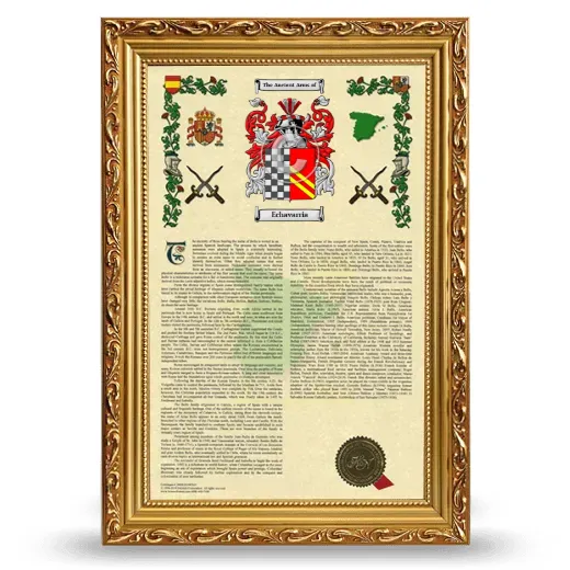 Echavarria Armorial History Framed - Gold