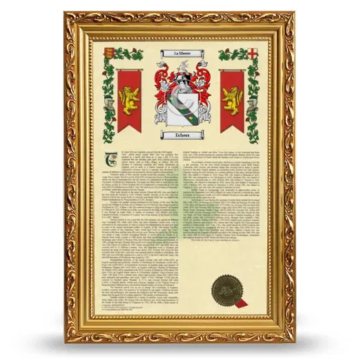 Echers Armorial History Framed - Gold