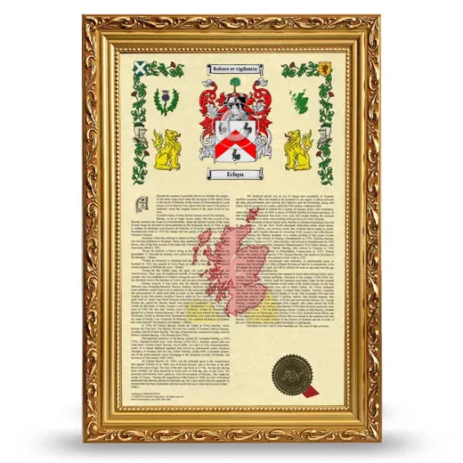 Echyn Armorial History Framed - Gold