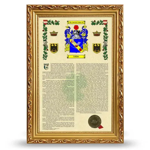 Eckler Armorial History Framed - Gold