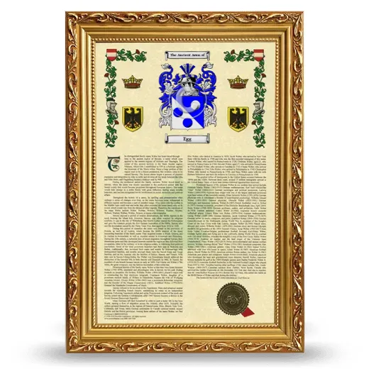Egg Armorial History Framed - Gold
