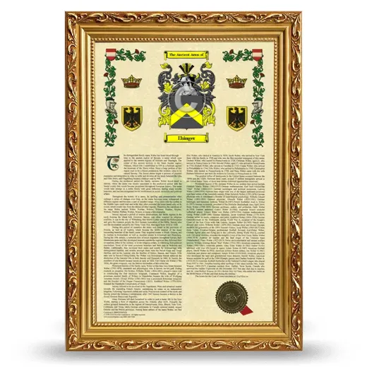 Ehinger Armorial History Framed - Gold