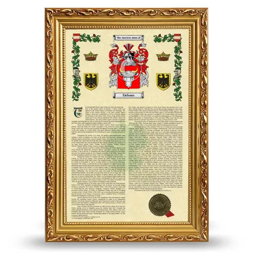 Eichorn Armorial History Framed - Gold