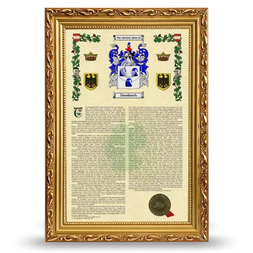 Eisenbarth Armorial History Framed - Gold