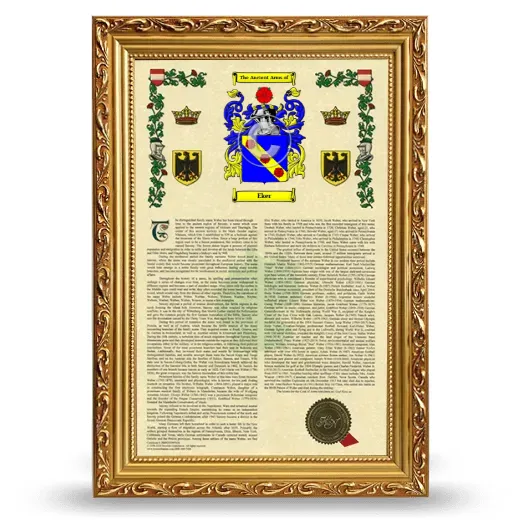 Eker Armorial History Framed - Gold