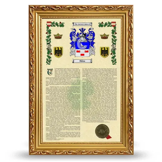 Eklen Armorial History Framed - Gold