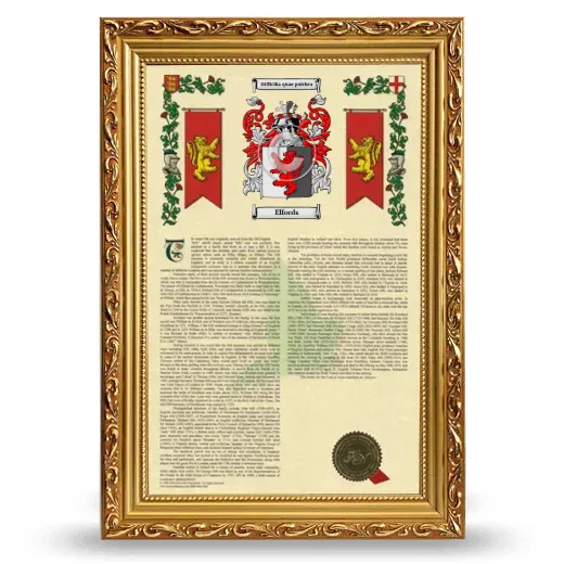 Elfords Armorial History Framed - Gold
