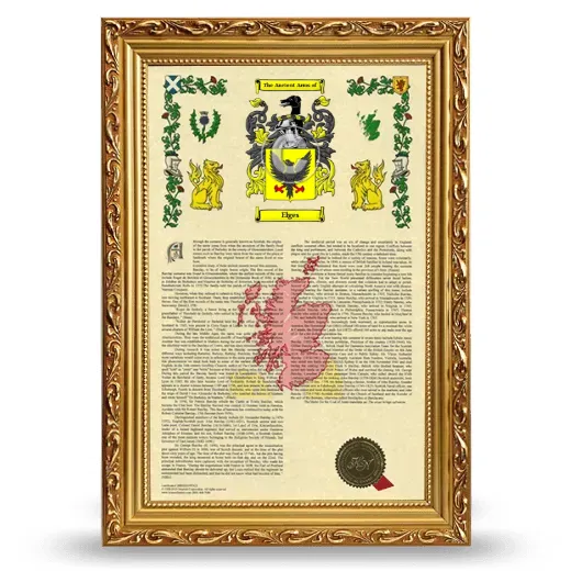 Elges Armorial History Framed - Gold
