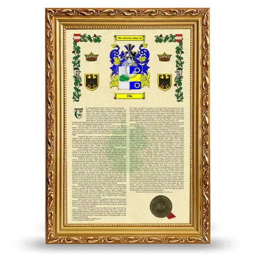 Elis Armorial History Framed - Gold