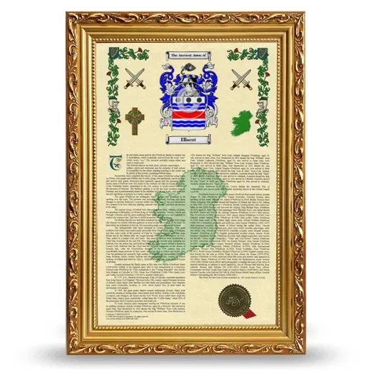 Ellacot Armorial History Framed - Gold