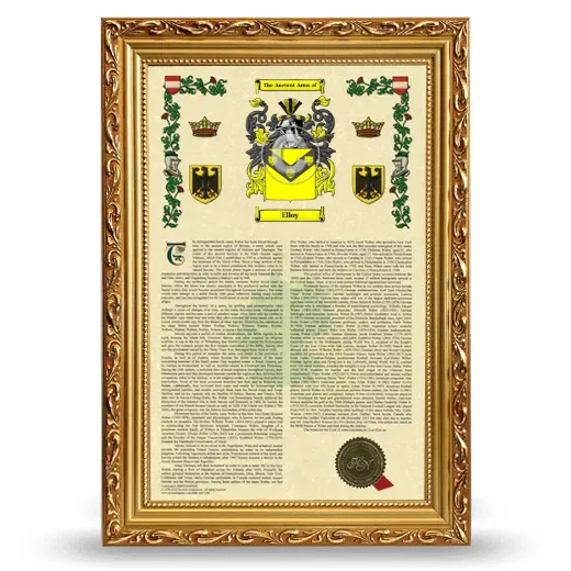 Elloy Armorial History Framed - Gold