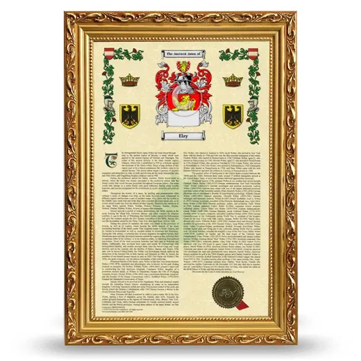 Elzy Armorial History Framed - Gold