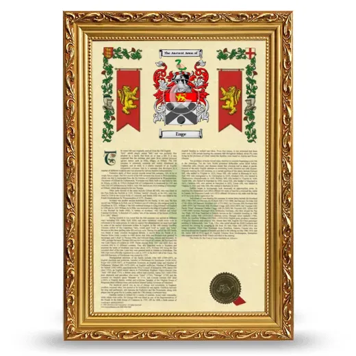 Enge Armorial History Framed - Gold
