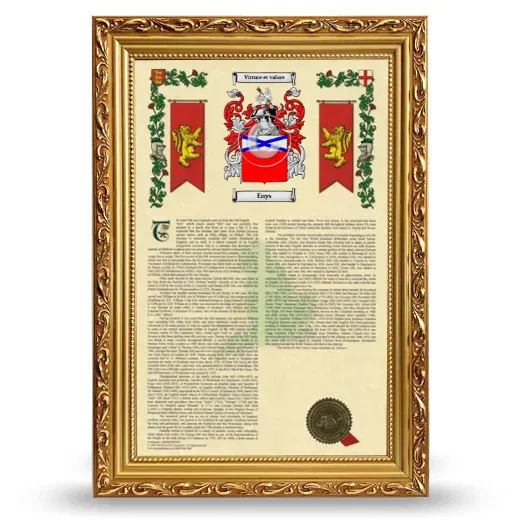 Enys Armorial History Framed - Gold