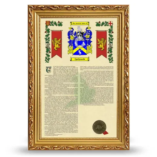 Epelyearde Armorial History Framed - Gold