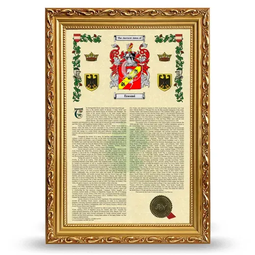 Erasmi Armorial History Framed - Gold