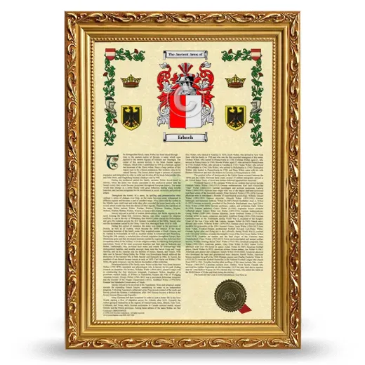 Erbach Armorial History Framed - Gold
