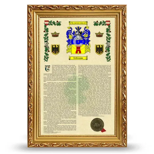 Erdtmann Armorial History Framed - Gold