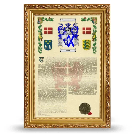 Erick Armorial History Framed - Gold