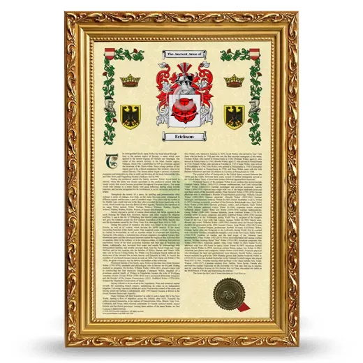 Erickson Armorial History Framed - Gold