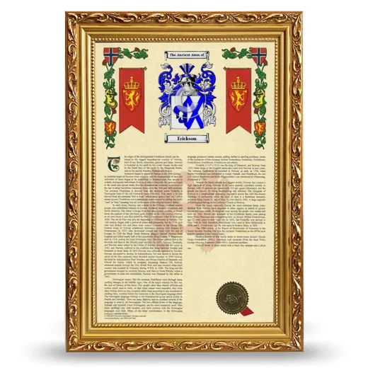 Erickson Armorial History Framed - Gold