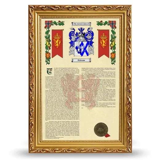 Ericson Armorial History Framed - Gold