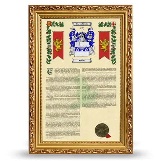 Errett Armorial History Framed - Gold