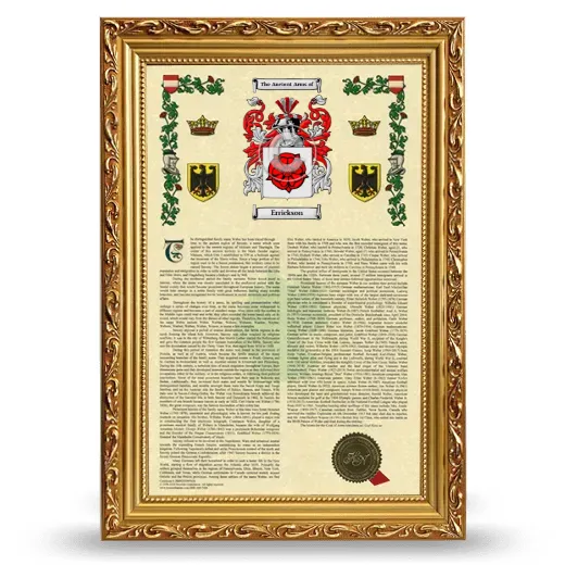 Errickson Armorial History Framed - Gold
